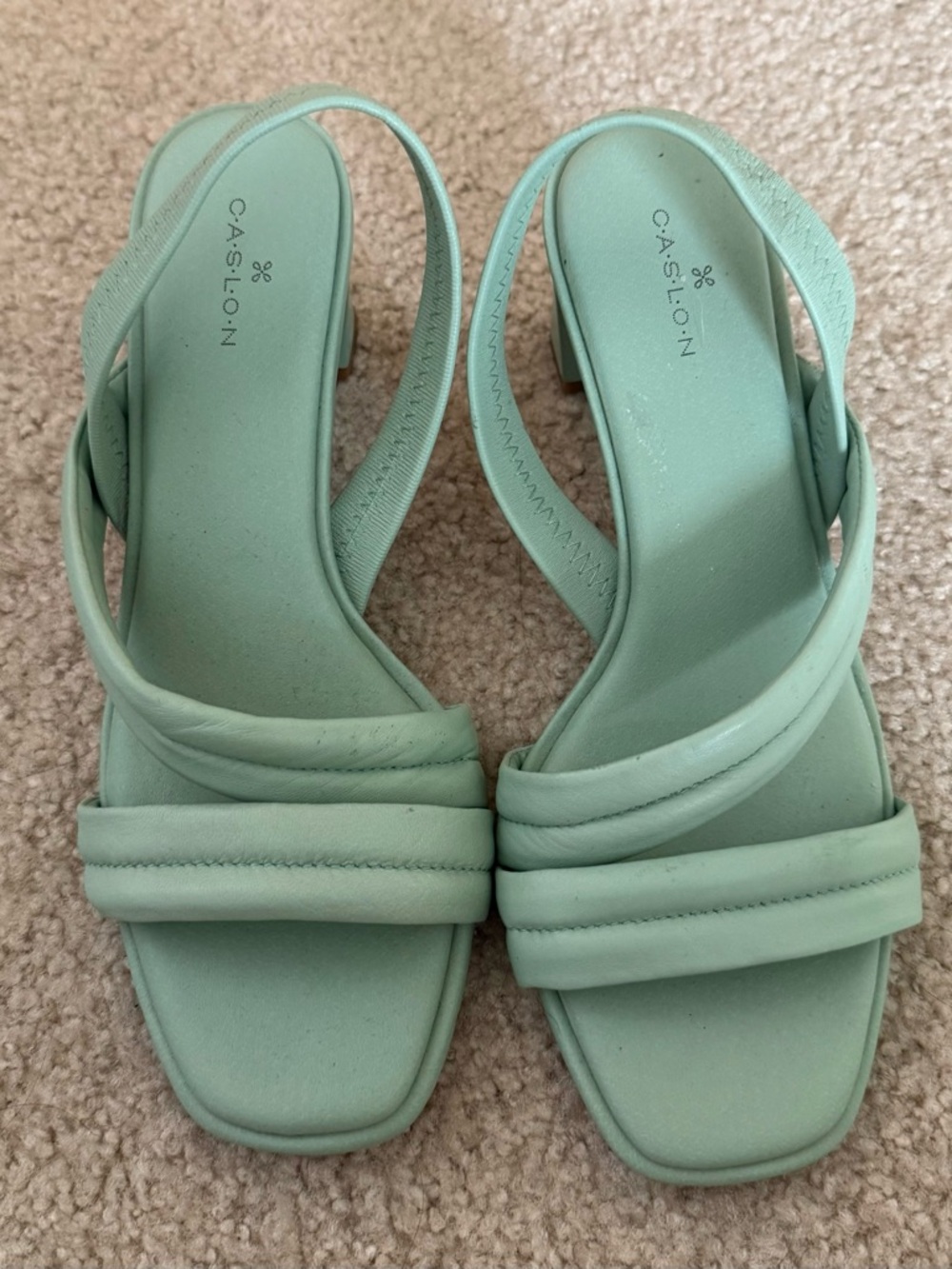 Caslon green strappy comfy heels